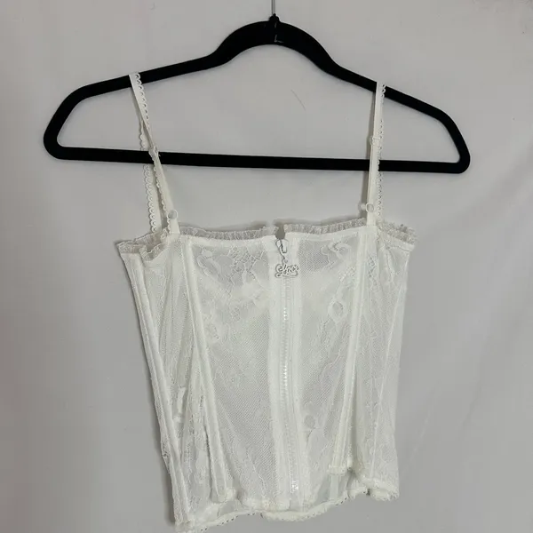 LaceMade White Lace Corset Bustier Coquette Bridal - Image 4