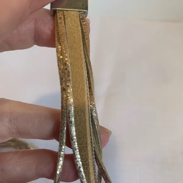 Multi-Strand Bronze Metallic Leather Wrap Bracelet Crystals Magnetic Closure - Image 4