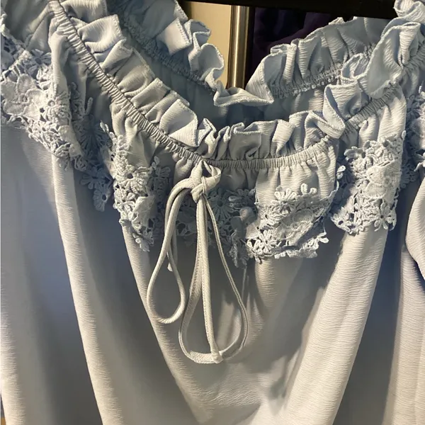 SHEIN Light Blue Ruffle Lace Blouse - Image 2