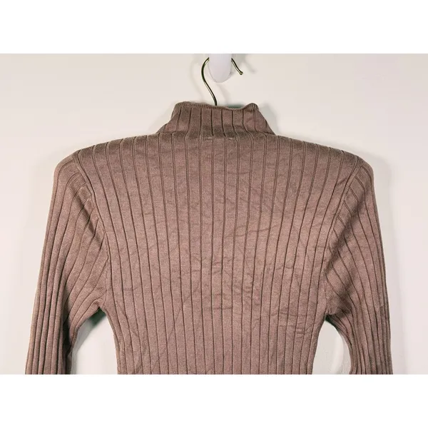 Abercrombie Mock Neck Knit Midi Sweater Dress Small Brown Fall Old Money Minimal - Image 6