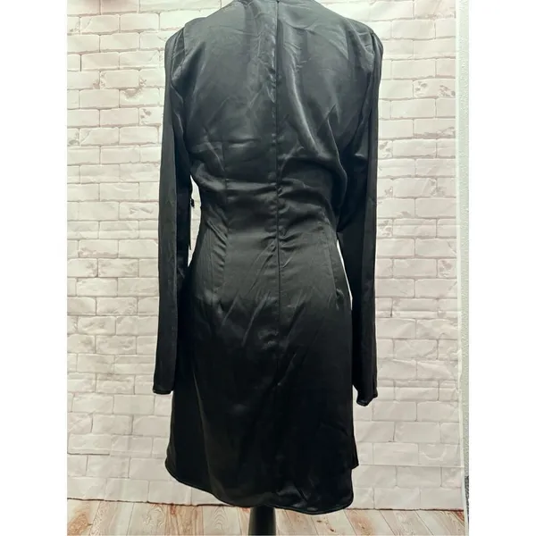 Black Cold Shoulder Long‎ Sleeve Mini Dress Wrap V Neck Cocktail - Image 10