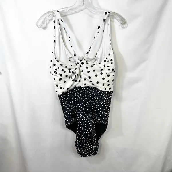 Beach Betty XL One Piece Swimsuit Polka Dot Black White Vacation Beach Pool‎ 734 - Image 8