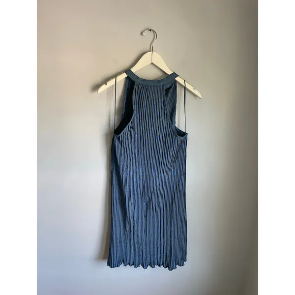 Angie NWT Slate Blue Star Print Pleated Sleeveless Dress Size M Boho Twee - Image 3