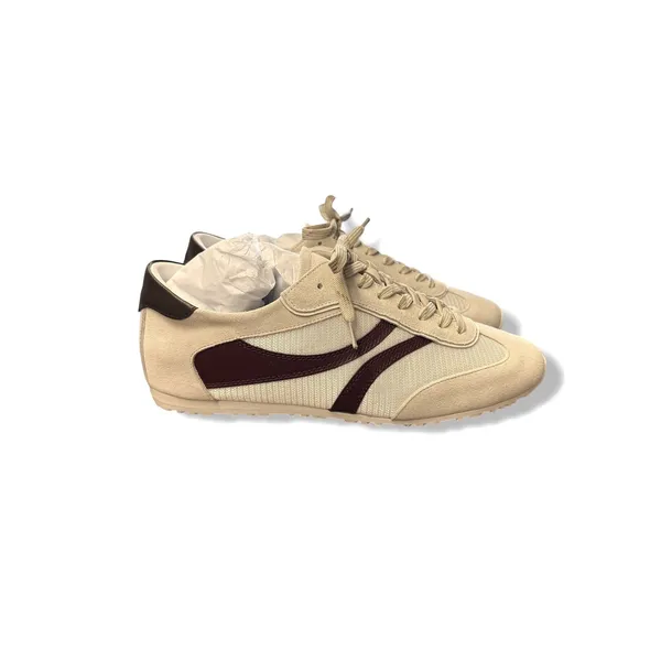 Bibi Lou Mizar Sneakers‎ Women 39 Cream Burgundy Suede Mesh Retro Trainers NEW - Image 2