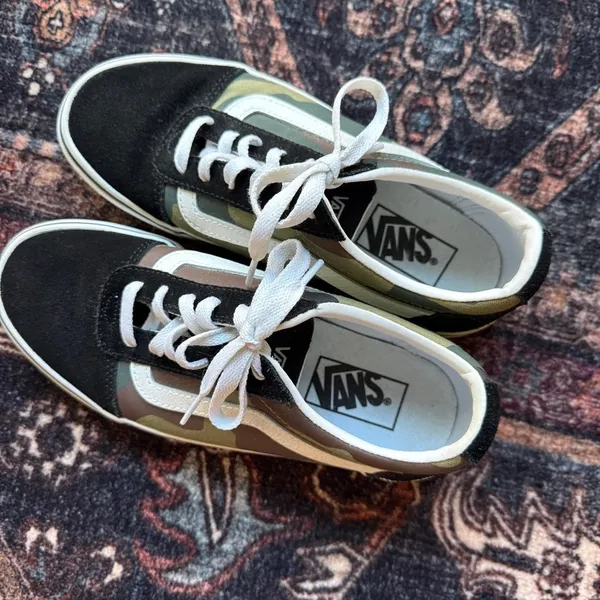 VANS Old Skool Woodland Camo Black Green Low Top Women’s‎ Lace Sneaker - Image 5