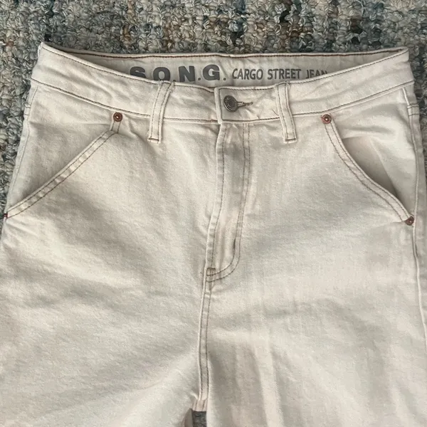 S.O.N.G. Cargo Street Jean in Off-White/Cream - Image 2