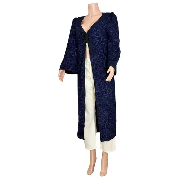 HILL HOUSE Lou Lou Wool-Blend Metallic Tweed Jacket, Midnight, XS - Image 8