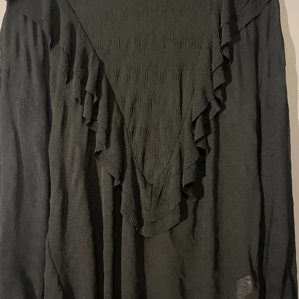 Zara Black Layered Ruffled Detail Dressy Long Sleeve Blouse Women Sz S - Image 6