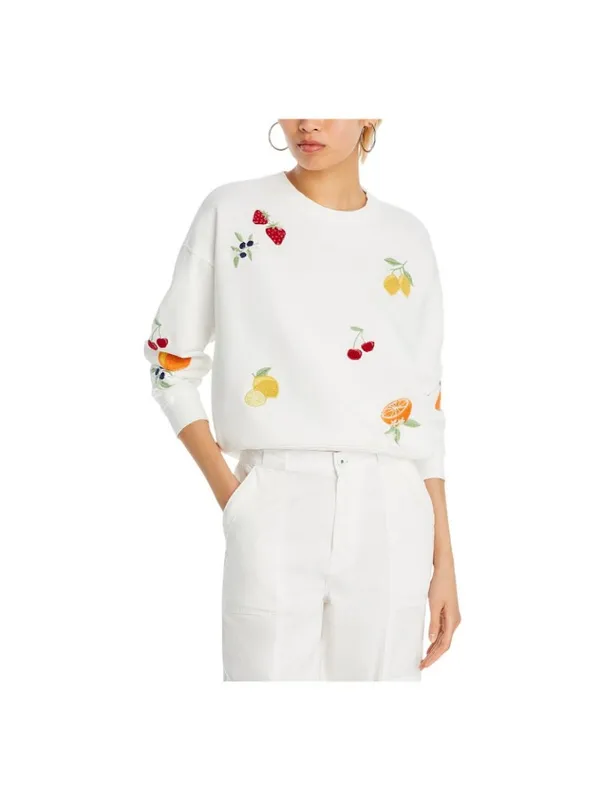 Aqua Womens Fruit Embroidered Sweatshirt PV-T80268A White L - Image 8