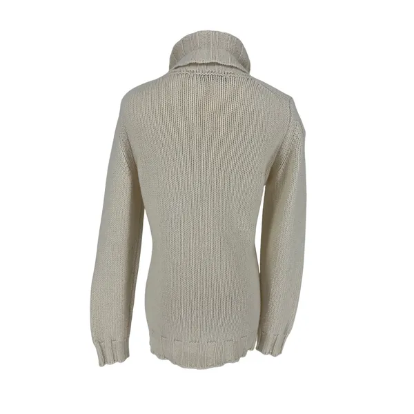 Incentive Cashmere Ivory Chunky Knit Turtleneck Sweater Made Italy Size S - Image 10