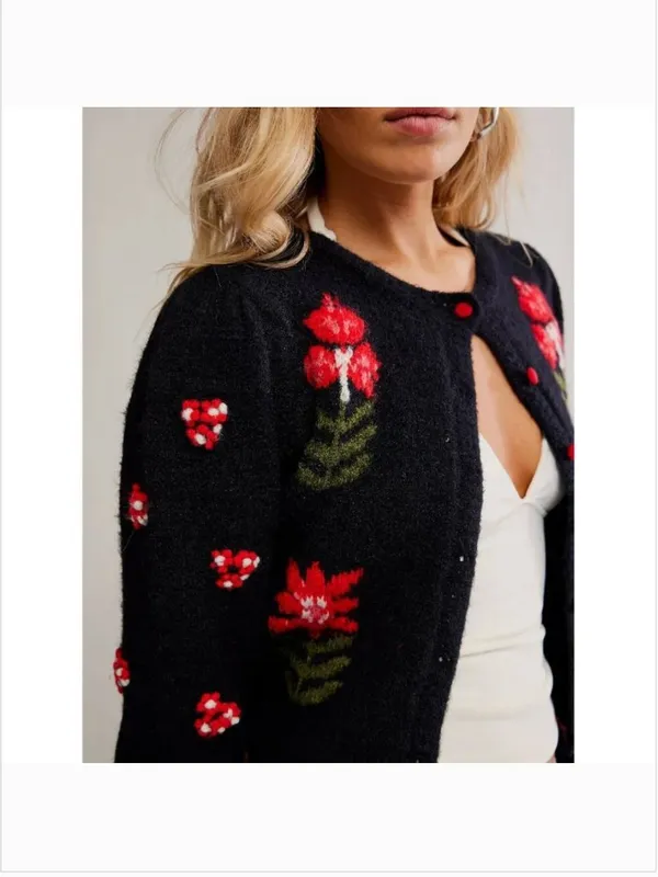 FREE PEOPLE NWT Nonna Knit Cardi / Midnight Bloom Combo - Image 4