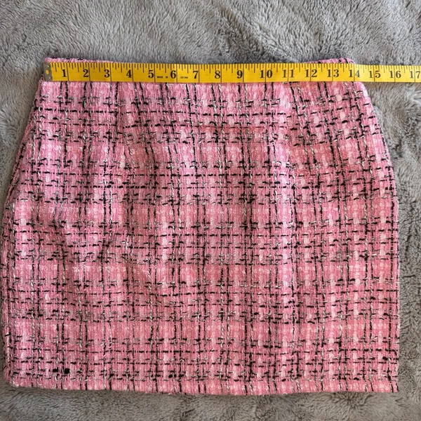 iii Tweed Wool Blend‎ Mini Skirt Womens Sz S Pink New Side Zip - Image 9