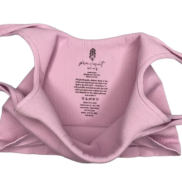 Free People HAPPINESS RUNS SQUARE NECK CROP TOP TANK PINK M L - Image 5