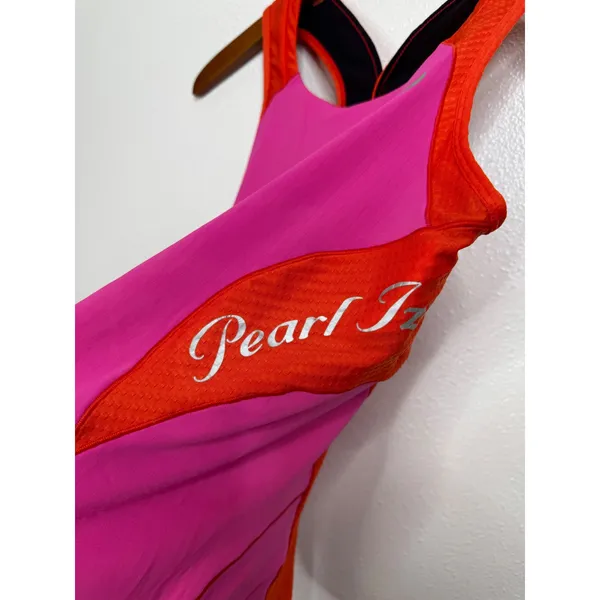 Pearl Izumi Elite Cycling‎ Tank Top Womens Medium Pink Orange Racerback Pockets - Image 3