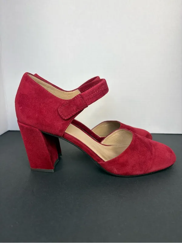 Eileen Fisher Mary Jane Block Heel Pumps in Burgundy red Suede 3 inch heel Size 8 - Image 10
