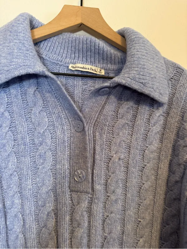 Abercrombie and Fitch Oversized Cable‎ Knit Collared Sweater - Image 2
