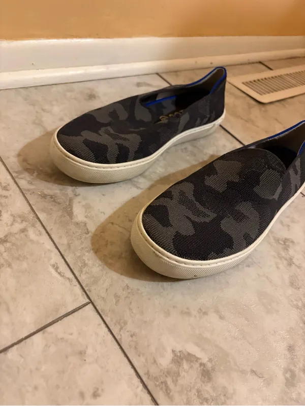 Rothy’s The Original Slip-On Sneakers in Black & Gray Camo - Image 3