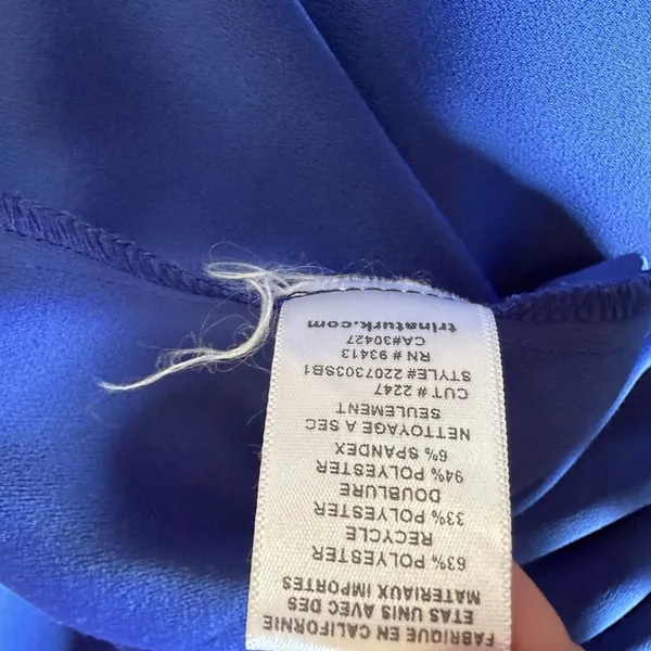 Trina Turk Lenaya Blouson Draped Sleeveless Dress Asymmetrical Royal Blue‎ Sz 6 - Image 8