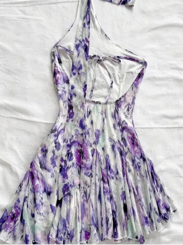SheIn Floral Purple Print One-Shoulder Women’s Dress - Image 6