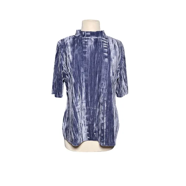 ANTHROPOLOGIE Pilcro Crushed Velveteen Short Sleeve Mock Neck Top - Image 4