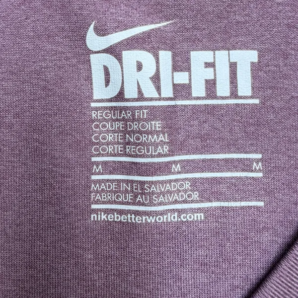Nike Dri-Fit Shirt Women M V-Neck Long Sleeve Purple Athleisure Activewear Sport - Image 3