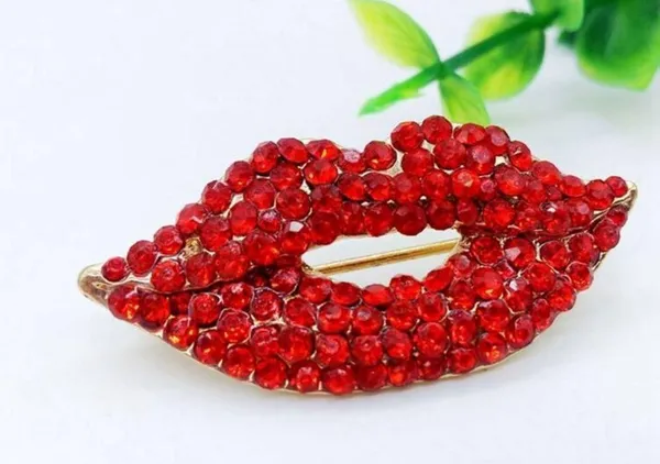 Red Rhinestone Lip Brooch, Lapel Pin NWT - Gorgeous Suit Pin, Perfect Gift! - Image 2