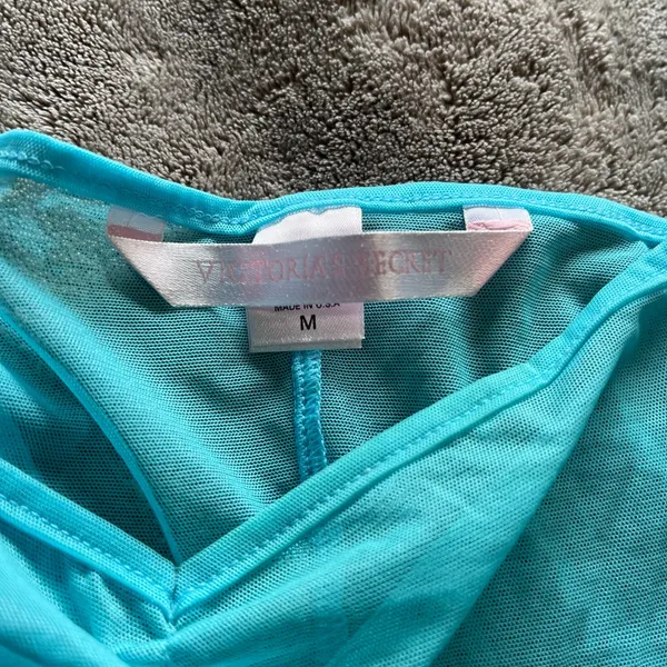 VICTORIA’S SECRET Vintage Electric Blue Sheer Lingerie Sleep Dress Sz M EUC - Image 3
