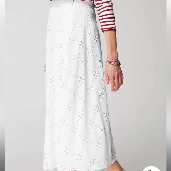 New‎ Eyelet Midi Skirt White - Image 2