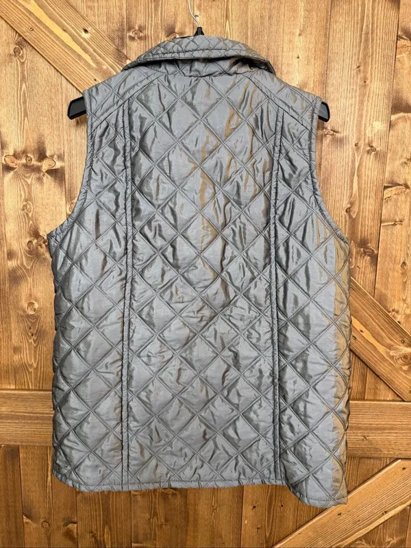 Marc New York Andrew Marc Women’s XL Metallic Silver Quilted Vest Asymmetrical Z - Image 6