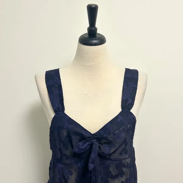 Victorias Secret Purple Blue Sheer Satin Jacquard Vintage Gold Label Chemise - Image 2
