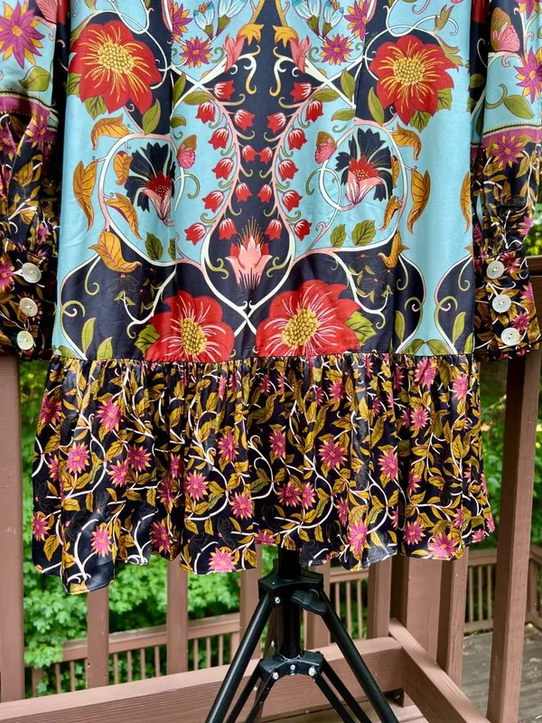 NWOT Farm Rio Floral Swans V-Neck Long Sleeves Mini Dress Size XL - Image 7