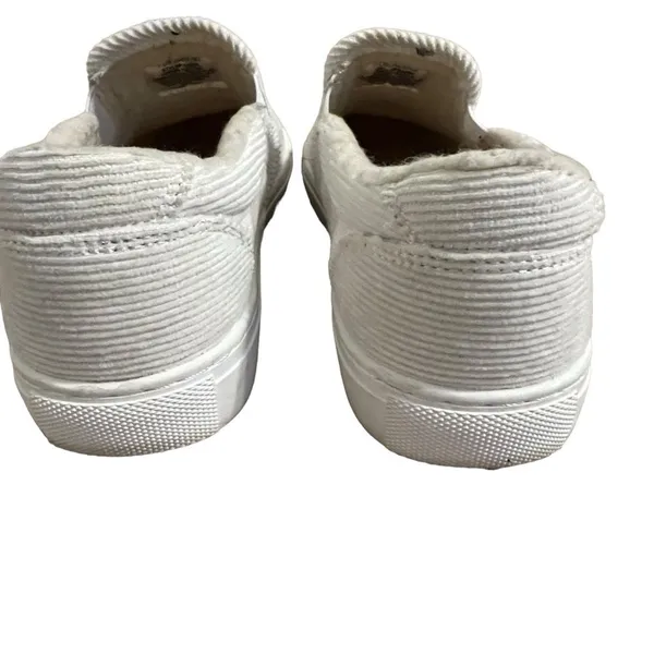 J Crew Woman's Ivory Corduroy Slip-On Sneakers with Sherpa Lining Cozy Size 9 - Image 8