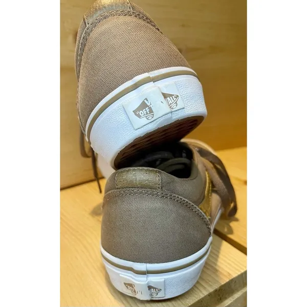 Vans Ward Old Skool Women's Size 7.5 Sneakers Brown Gold Stripe Ortholite - Image 6