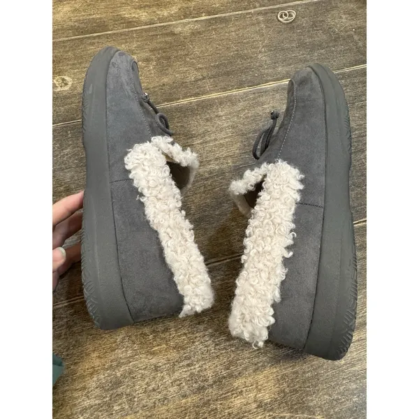 Vionic Claribel Faux Fur Lined Slippers Slate Grey Suede Orthotic Womens 9.5 M - Image 7