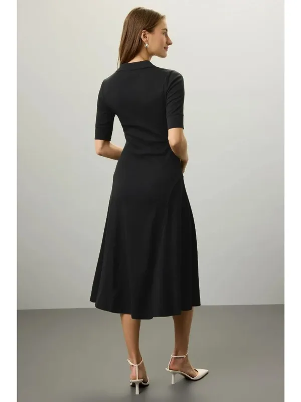 Lauren Ralph Lauren Lillianna Dress in Black Large Womens Midi Knit Ribbed Polo - Image 15