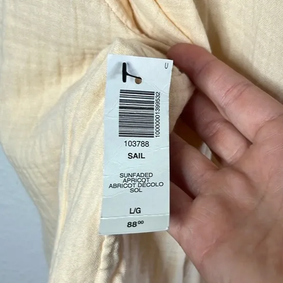 NEW Wilfred Free Sunfaded Apricot Yellow Gauzy Cotton Sail Button Down Shirt - Image 9