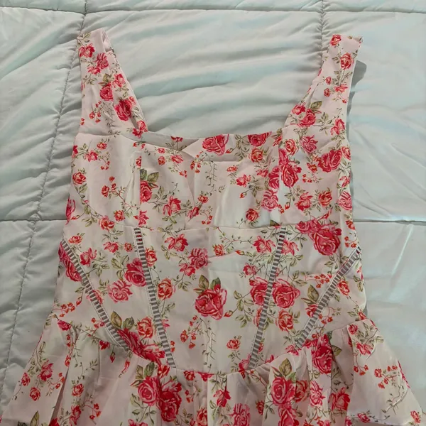Floral Corset Mini Dress Square Neck - Image 3