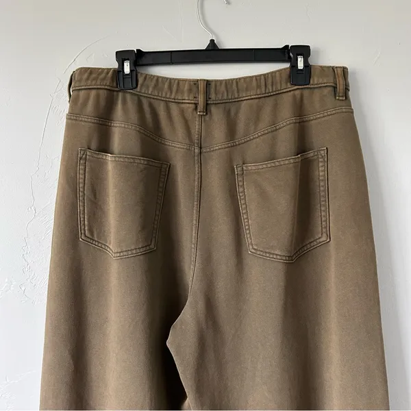 Gap Heavyweight French Terry Barrel Leg Sweatpants Moss Green Wash Large Tall - Image 10