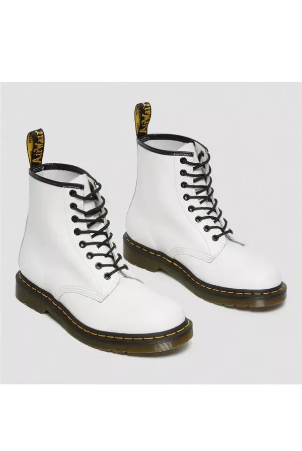 Dr. Martens White Combat Boots with Black Laces  - Image 2
