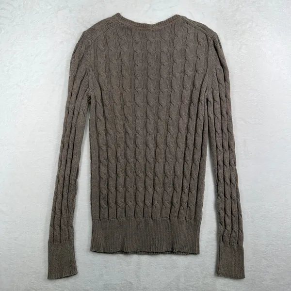 Y2K Gap M Sweater Brown Cable Knit Crew Neck Long Sleeve Classic Preppy Academia - Image 8