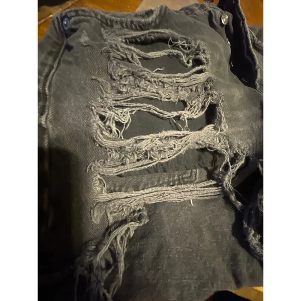 Free People We The Free Black Distressed Denim Shorts High‎ Rise Raw Hem Size 27 - Image 11