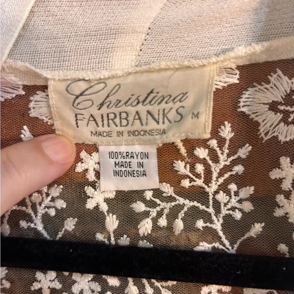 Christine Fairbanks womens delicate romantic lace open front cardigan cream M - Image 4