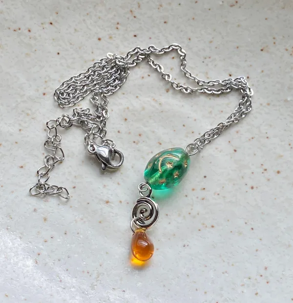 Handmade stainless steel celestial whimsical fairy boho vintage style necklace🌟🌝💧 - Image 7