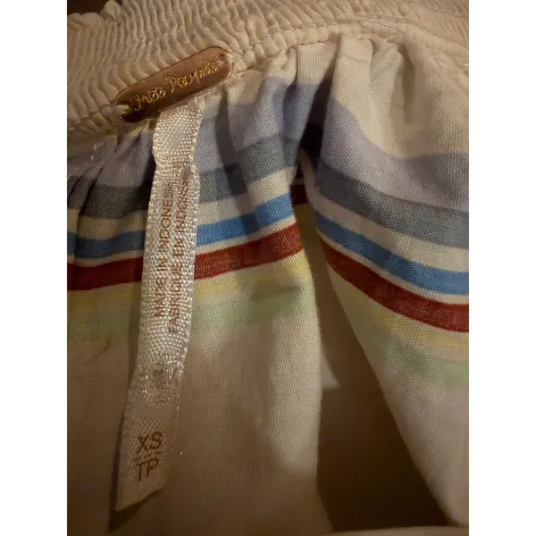 Free People XS Y2K Cropped Boho Top Rainbow Stripe 73 Festival Cottagecore Retro - Image 8