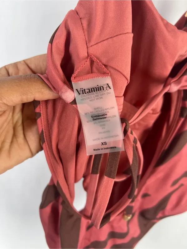 Vitamin A Rust and Dark Brown Botanical Tie-Shoulder One-Piece - Image 9