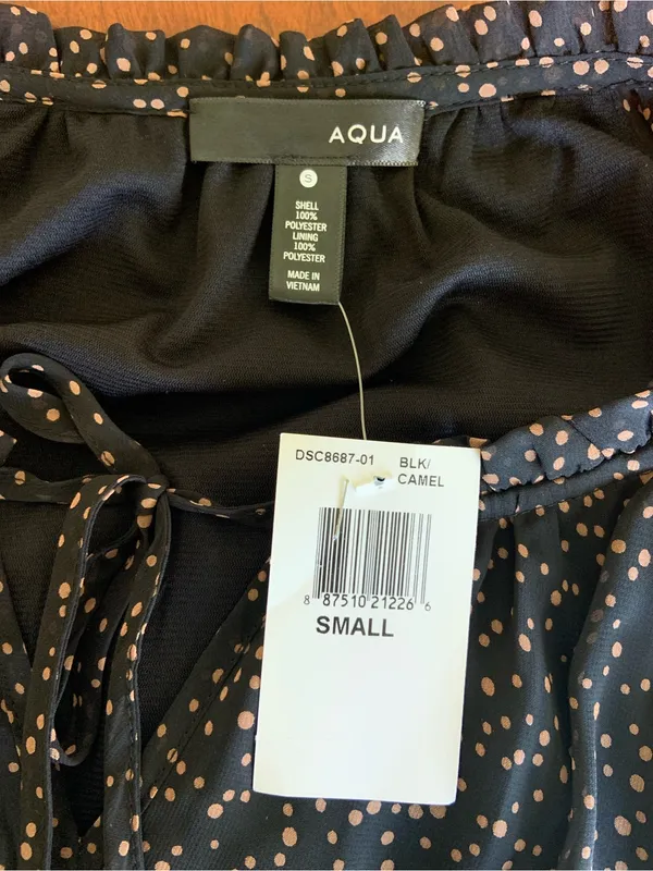 Bloomingdale's Navy and White Polka Dot Smocked Waist Sleeveless Dress - Image 4