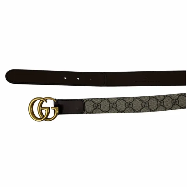 Gucci Canvas Monogram GG Buckle Supreme Leather Belt Brown Size 85cm/34" - Image 7