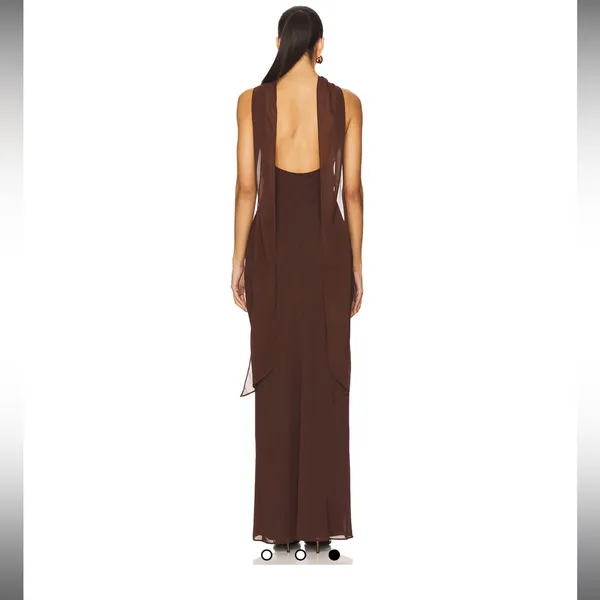 Amanda Uprichard Cocoa Halter Ashton Maxi Dress - Image 3