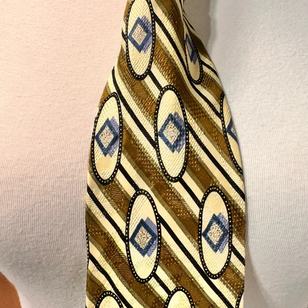 Mr. Eddie Wilmette Zanzara Men's Silk Tie Vintage Geometric Multicolor Necktie - Image 5