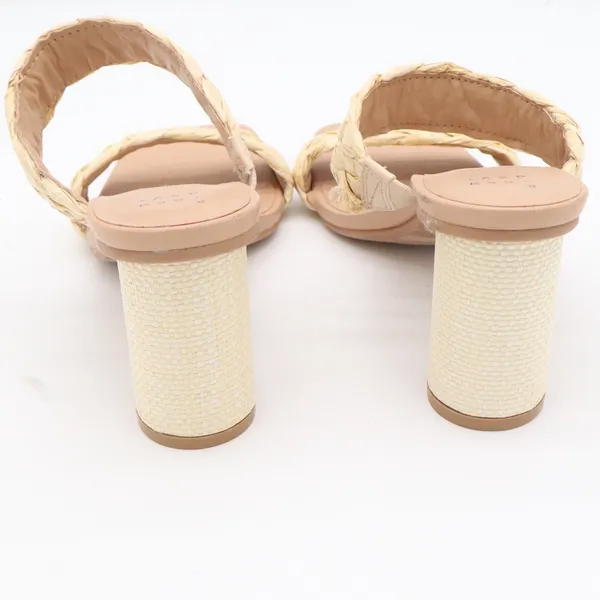 A New Day Braided Raffia Block Heel Mules Beige Square Toe Sandals Womens Size 8 - Image 4